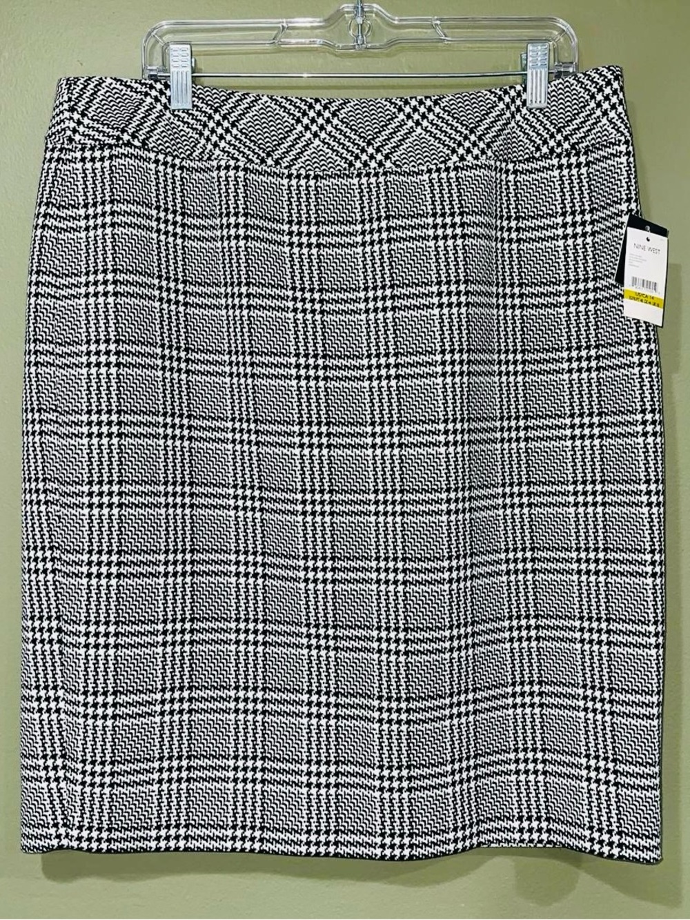 Nine West Black and White Plaid Pencil Skirt